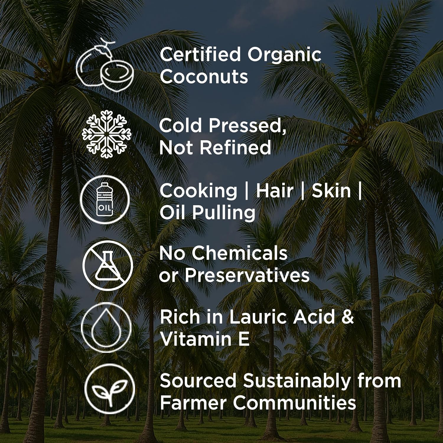 Certified organic coconuts for cold pressing
