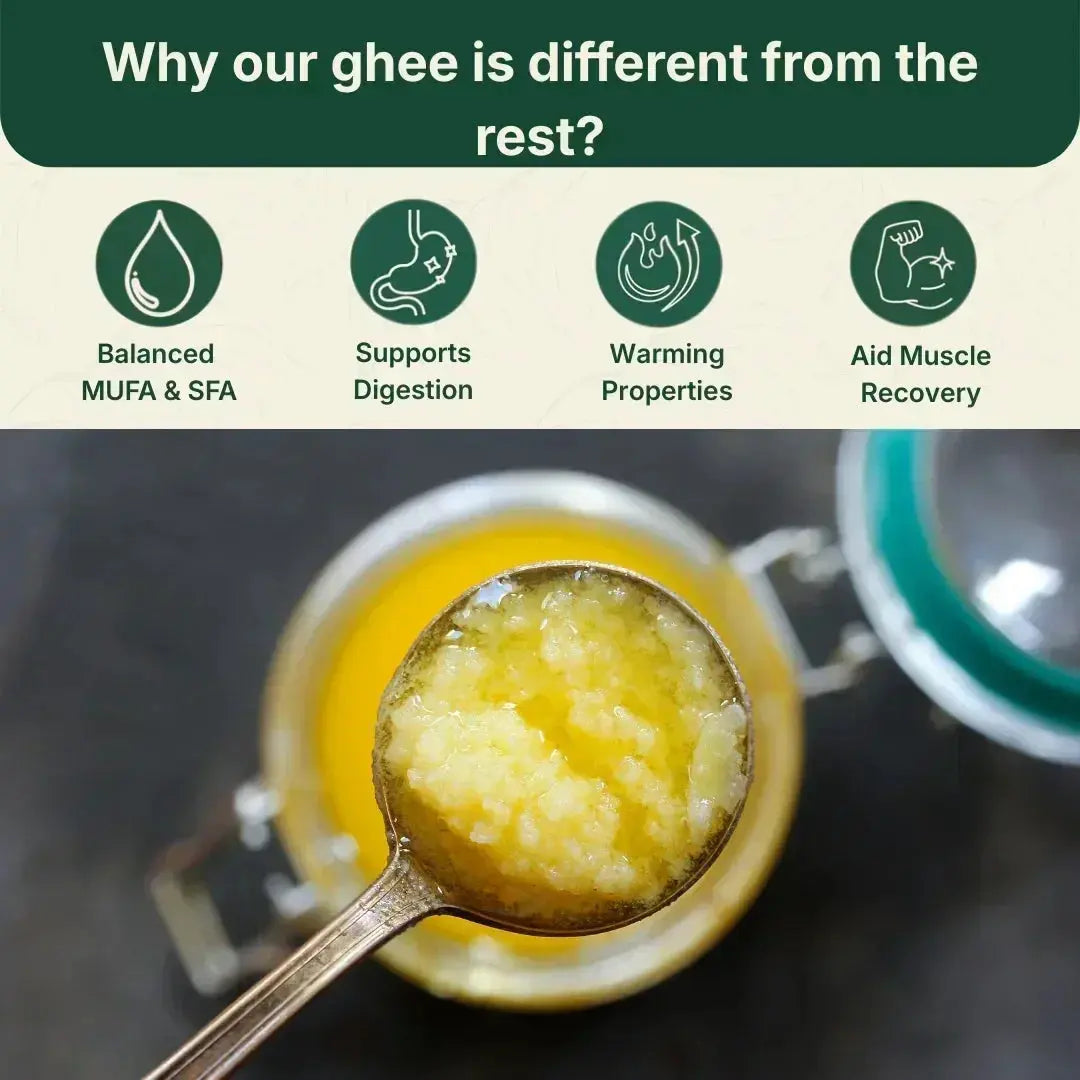 Granular texture of hand-churned Desi Cow Bilona Ghee