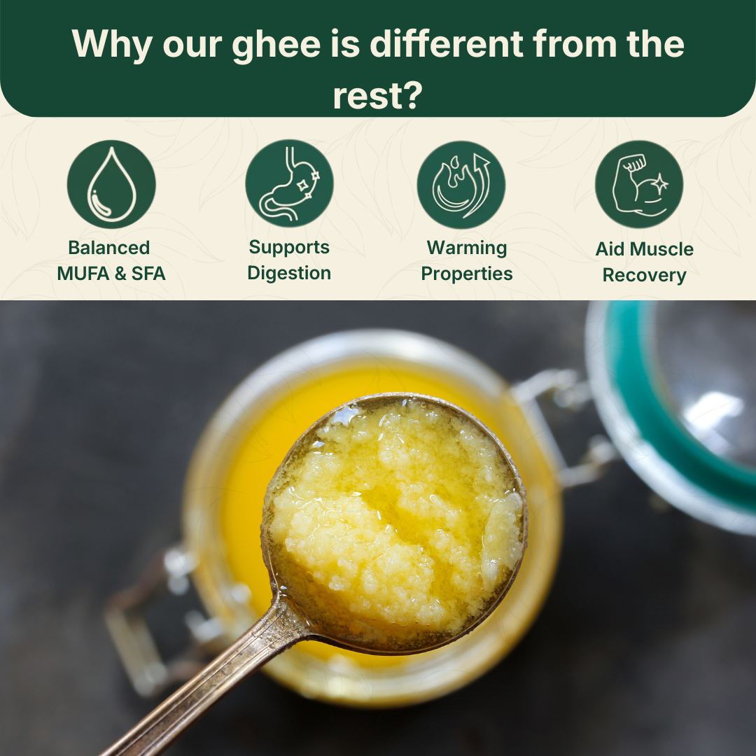 Granular texture of hand-churned Desi Cow Bilona Ghee