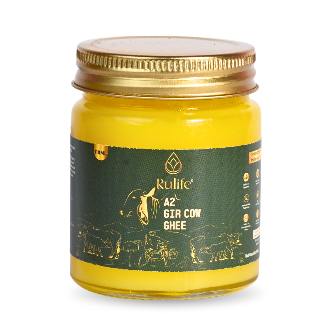 Rulife Premium A2 Gir Cow Ghee 100ml in Glass Jar - Vedic Bilona Method
