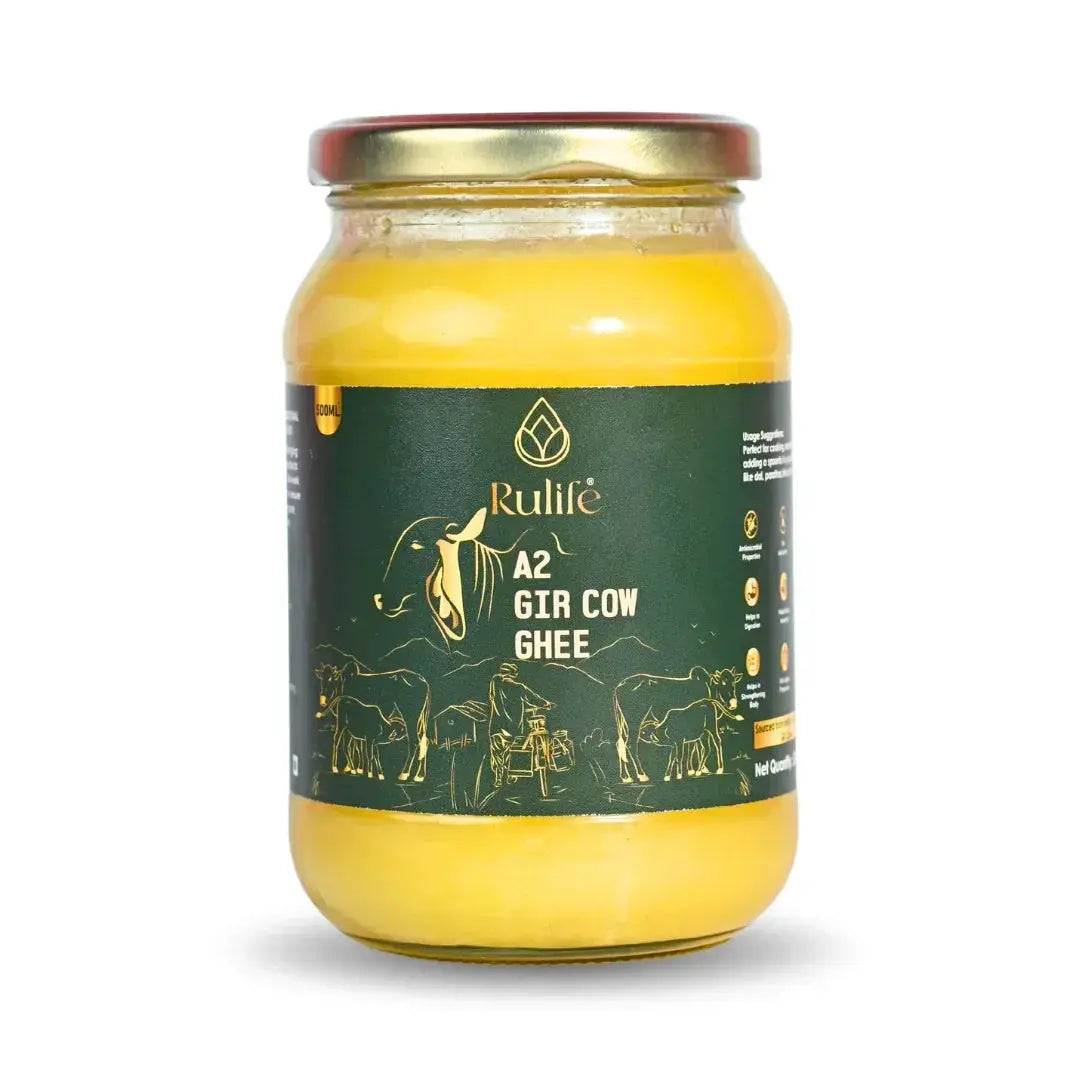 Rulife A2 Gir Cow Ghee 500 ML glass jar