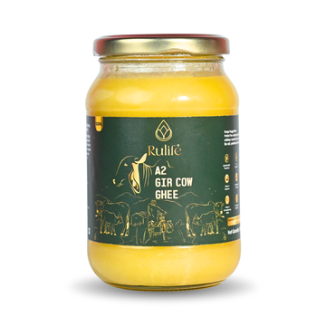 Rulife Premium A2 Gir Cow Ghee 500ml in Glass Jar - Vedic Bilona Method
